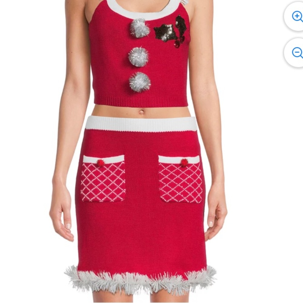 Ladies Juniors Teen No Boundaries 2 Pc Christmas Sweater Skirt Set Sz SM NEW 3/5